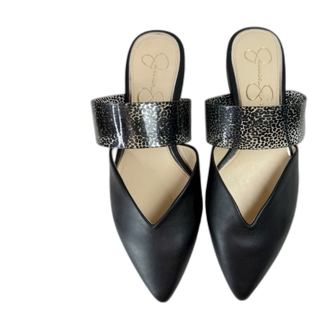 NEW Jessica Simpson Lujane Pointed Toe Mule Flats Black Size 7.5 Chic
